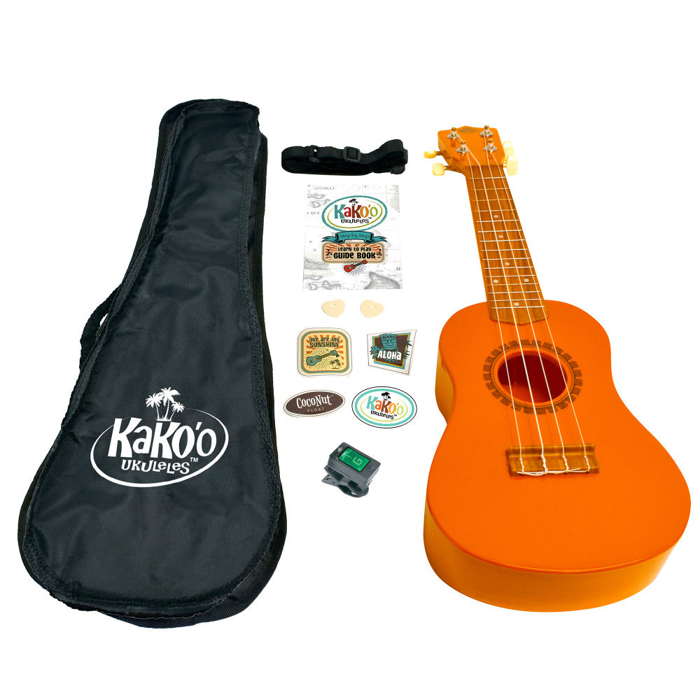 KaKo'o Sunrise Orange 21" Professional Wooden Ukulele Set