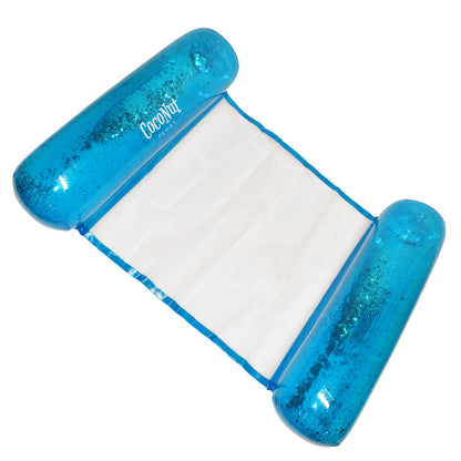 CocoNut Float Blue Glitter Hammock Pool Lounger - 49" x 30" Inflatable Relaxation Chair