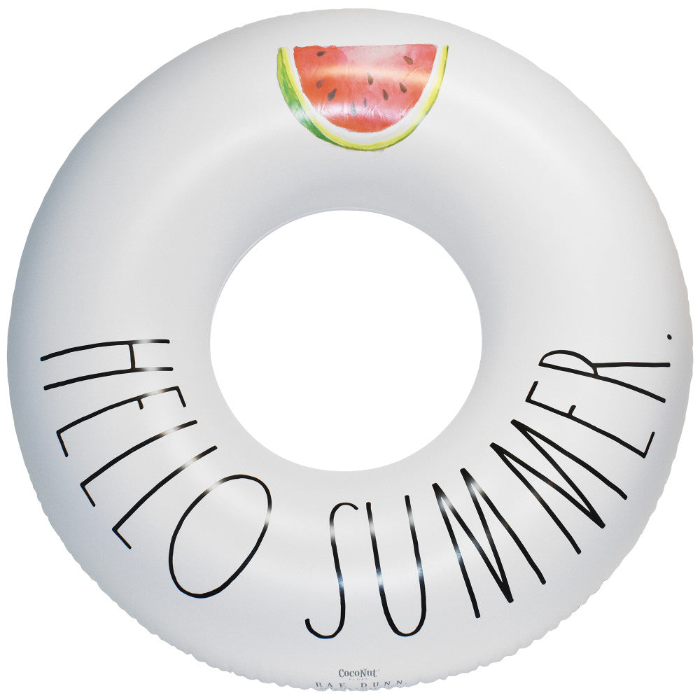 Rae Dunn Hello Summer 48" Inflatable Ring Float - Durable Anti-Leak Design