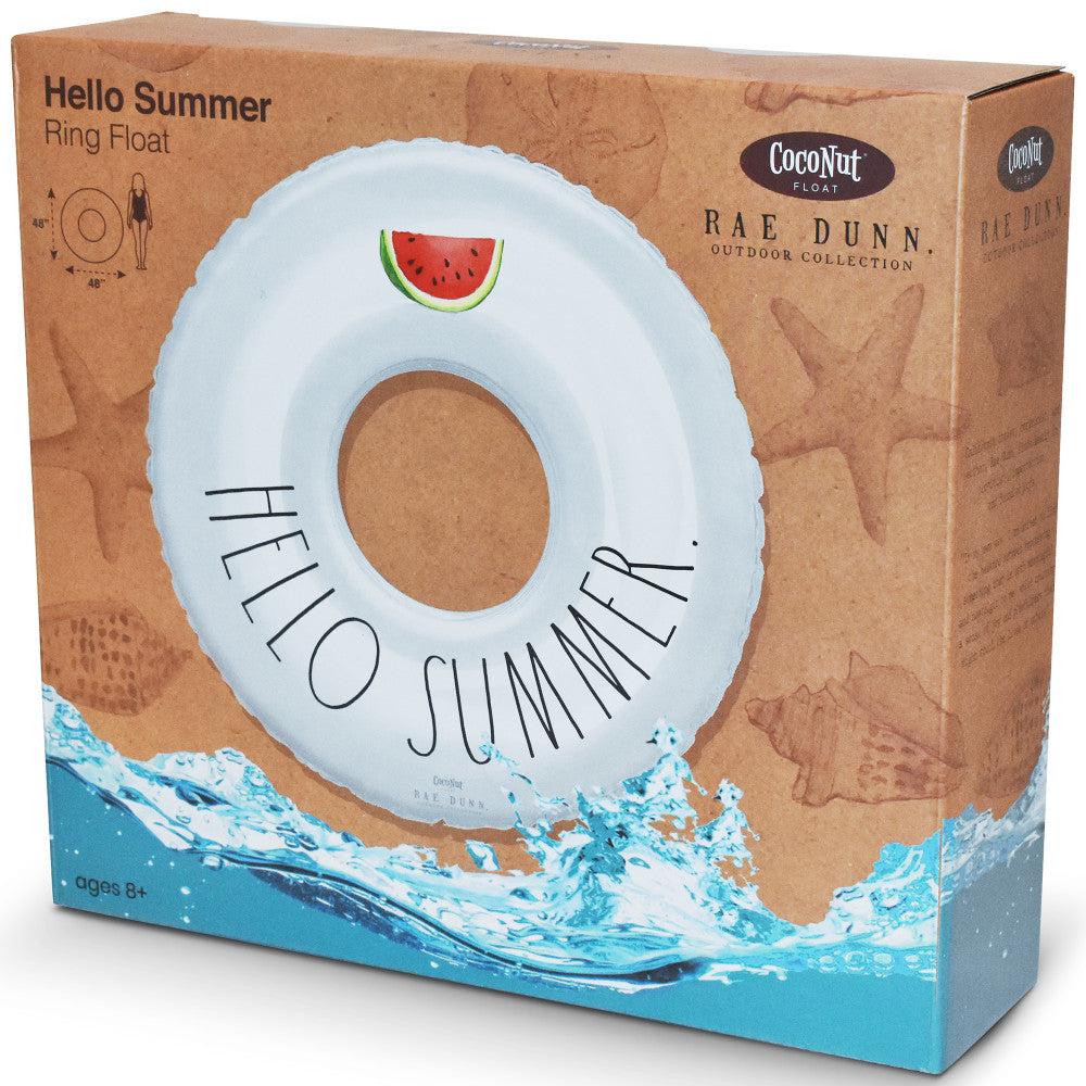 Rae Dunn Hello Summer 48" Inflatable Ring Float - Durable Anti-Leak Design