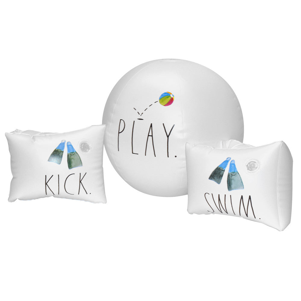 Rae Dunn Swim Kick Play Water Wings & 12" Beach Ball Set - Durable Kids' Pool Floats