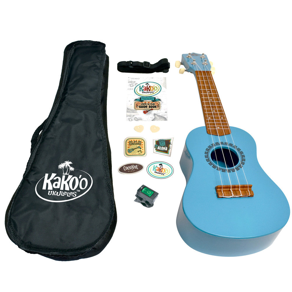 KaKo'o Pacific Blue 21" Professional Wooden Ukulele Set