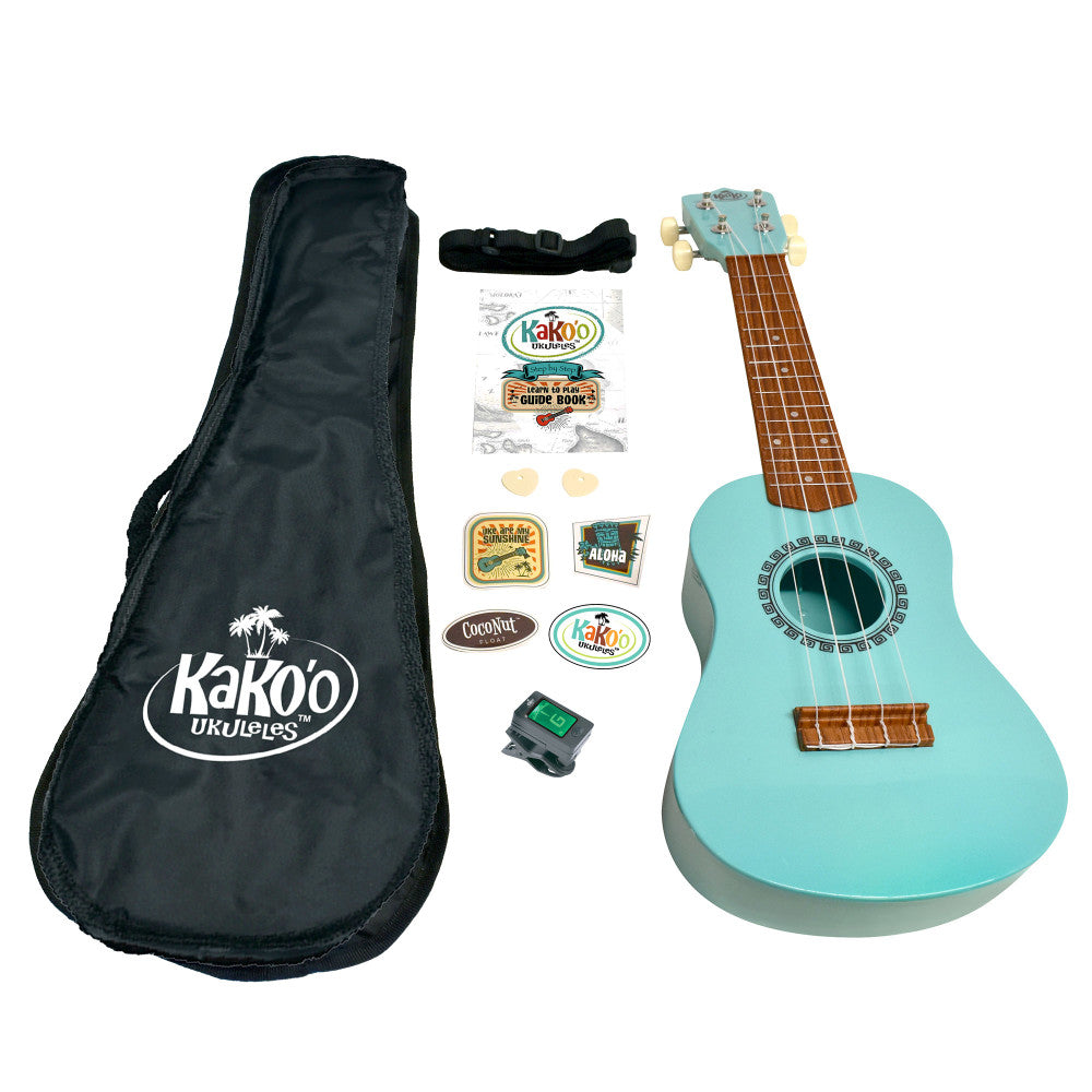 KaKo'o 21" Soprano Ukulele Starter Kit in Seafoam Green