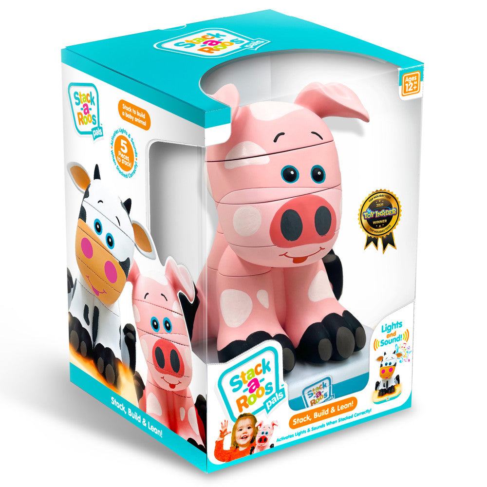 Stack-a-Roos Pals: Baby Pig - Interactive Stacking Toy with Lights and Sounds