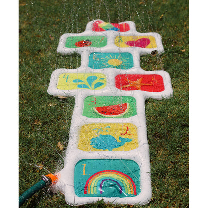 Rae Dunn Hopscotch Water Sprinkler Game - Inflatable Backyard Toy for Kids Age 5+