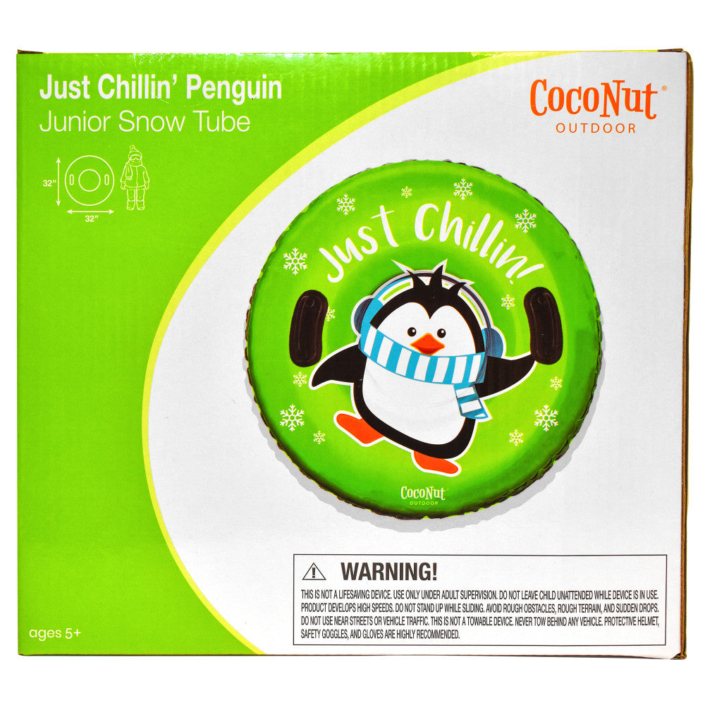 CocoNut Outdoor: Just Chillin Green Penguin -32" Junior Snow Tube