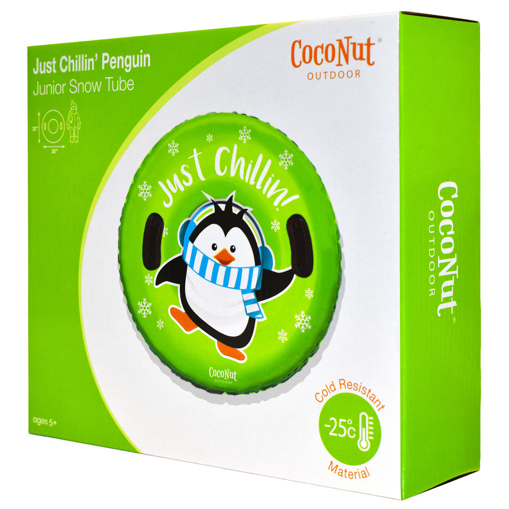 CocoNut Outdoor: Just Chillin Green Penguin -32" Junior Snow Tube