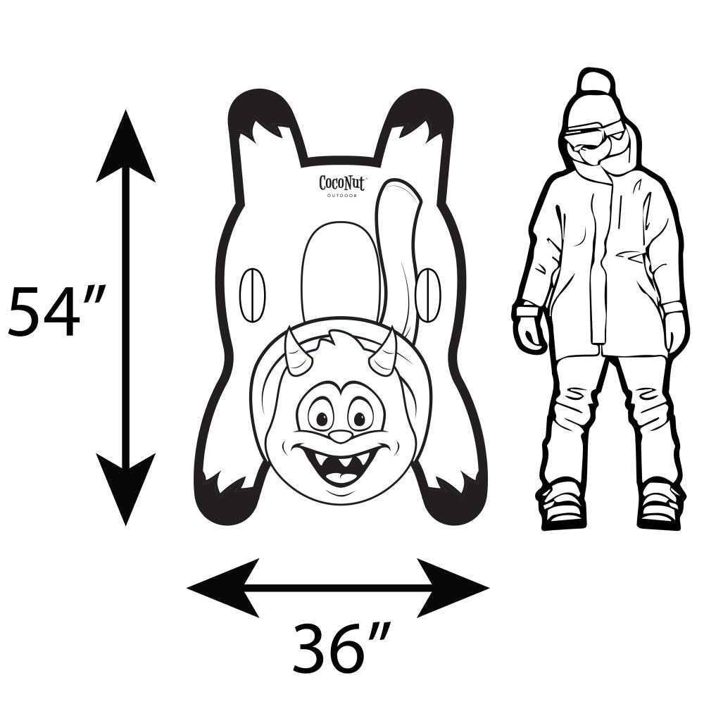 CocoNut Outdoor: Yeti Racer - 54x36" Snow Sled - Character Shaped Inflatable Tobaggan