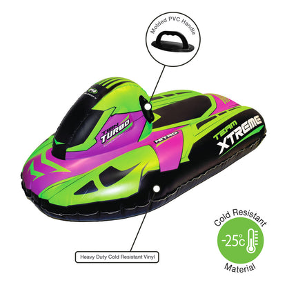 CocoNut Outdoor: Team Xtreme Racing Snowmobile Sled - Lime-Pink-Black