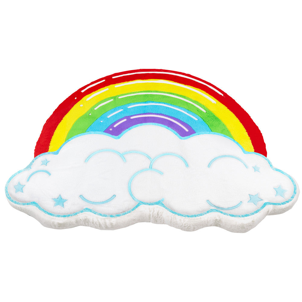 FluffyFloor Cushion: Rainbow Cloud - Plush Inflatable Floor Pillow, Kids Age 3+