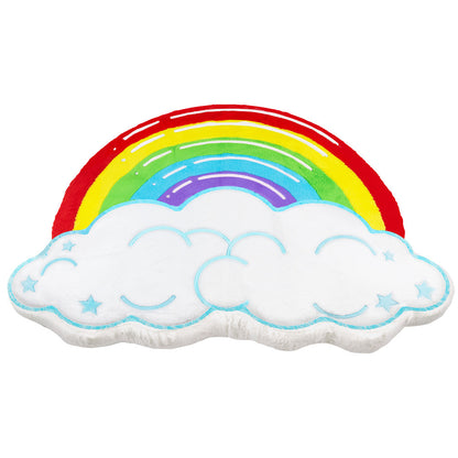 FluffyFloor Cushion: Rainbow Cloud - Plush Inflatable Floor Pillow, Kids Age 3+