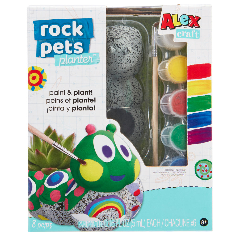 Alex: Rock Pets Caterpillar Planter - DIY Kit, Paint & Decorate Your Own Pet Planter, Ages 8+