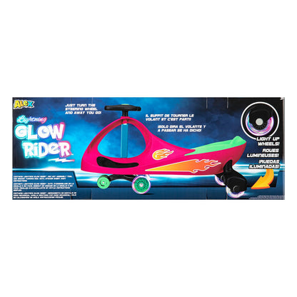 Alex: Lightning Glow Rider - Pink & Green - Inertia & Movement Powered Ride-On Toy