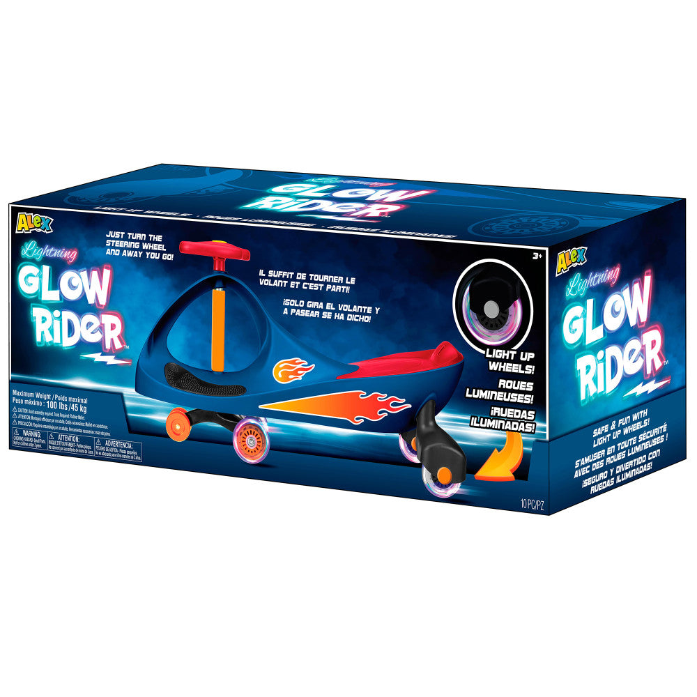 Alex: Lightning Glow Rider - Blue & Red - Inertia & Movement Powered Ride-On Toy