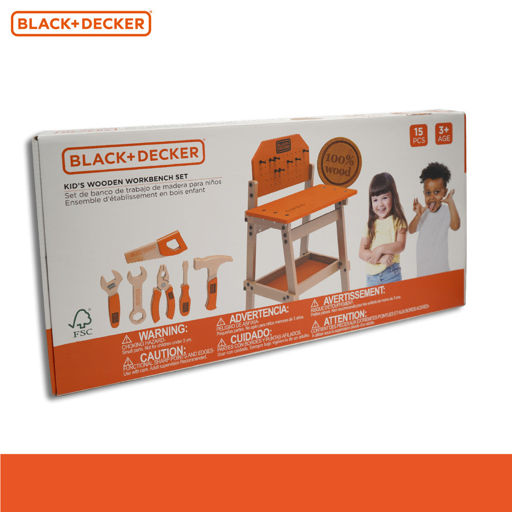 Black Decker 6 Piece Kids Workbench Wooden Tool Set Pretend Play Toys R Us