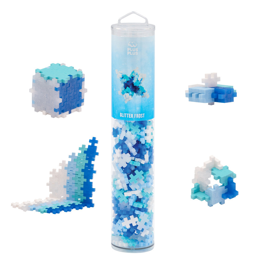 Plus-Plus: Open Play Tube - Glitter Frost Mix - 240 pcs, Kids Ages 5+