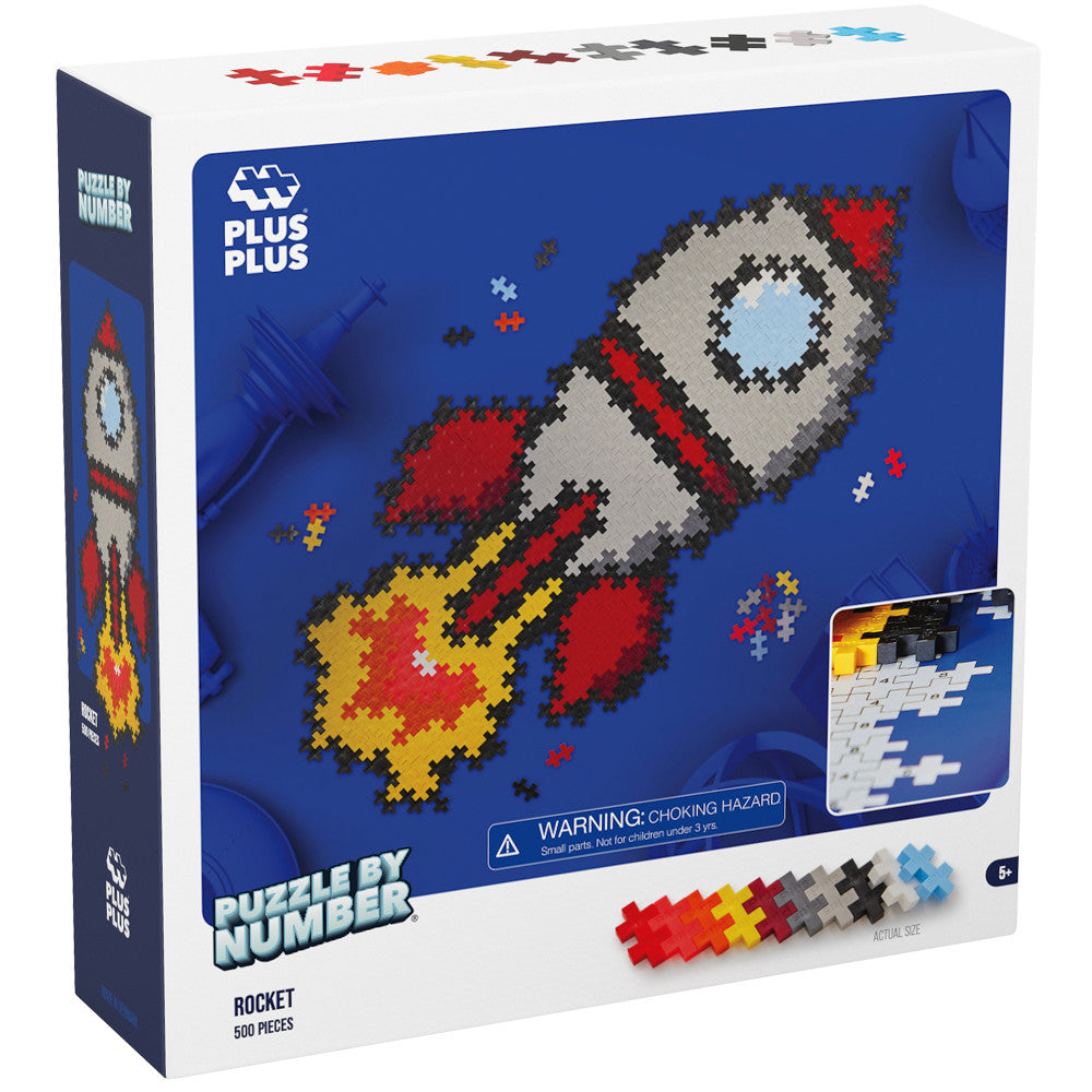 Plus-Plus: Puzzle by Number - Rocket- 500 Piece, Kids Ages 5+