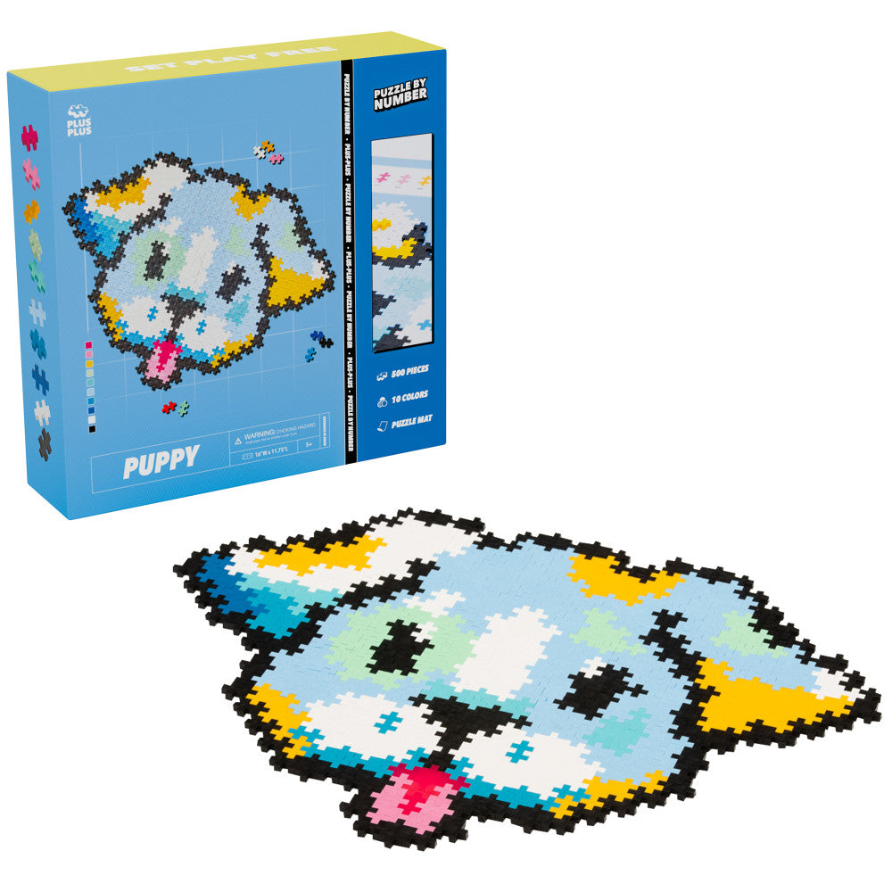 Plus-Plus: Puzzle by Number - Puppy - 500 Piece, Kids Ages 5+