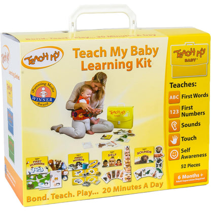 Teach My: Learning Kit - Baby - Screen Free Set, Numbers-Words-Self-Sounds-Matching, Storage Case, Guided Child Development, 20 Min A Day, 6 mo+