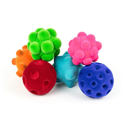 Rubbabu Sensory Bouncy Balls - Set of 6 Colorful Soft Balls