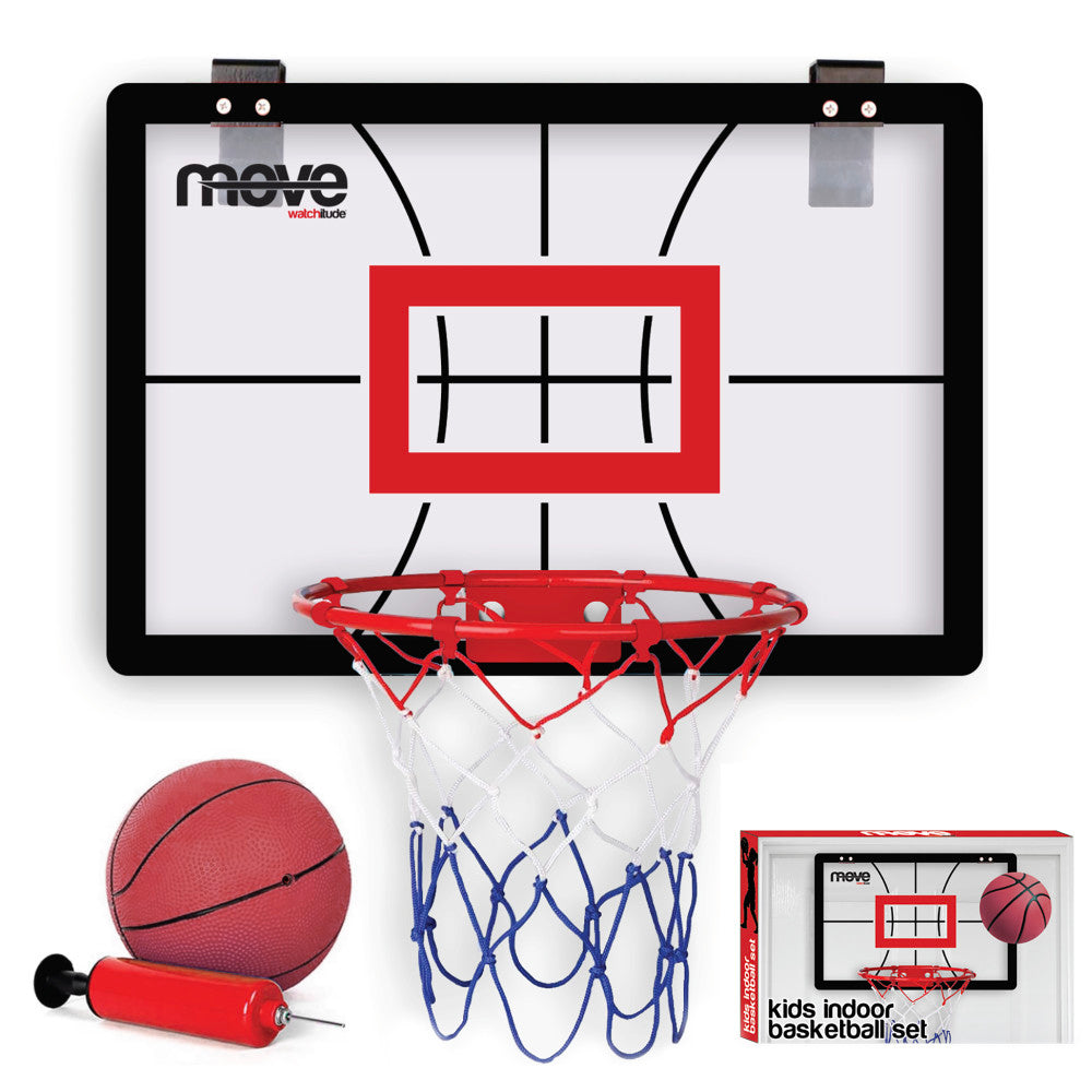 Watchitude Move: Kids Indoor Basketball Hoop Set - Over The Door Hanging, Ages 6+