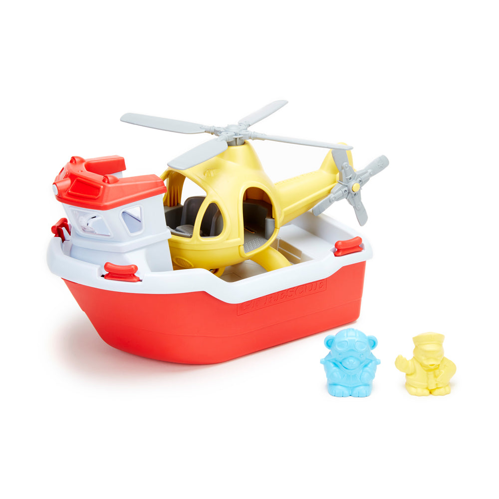 Green Toys Rescue Boat & Helicopter Playset - Eco-Friendly