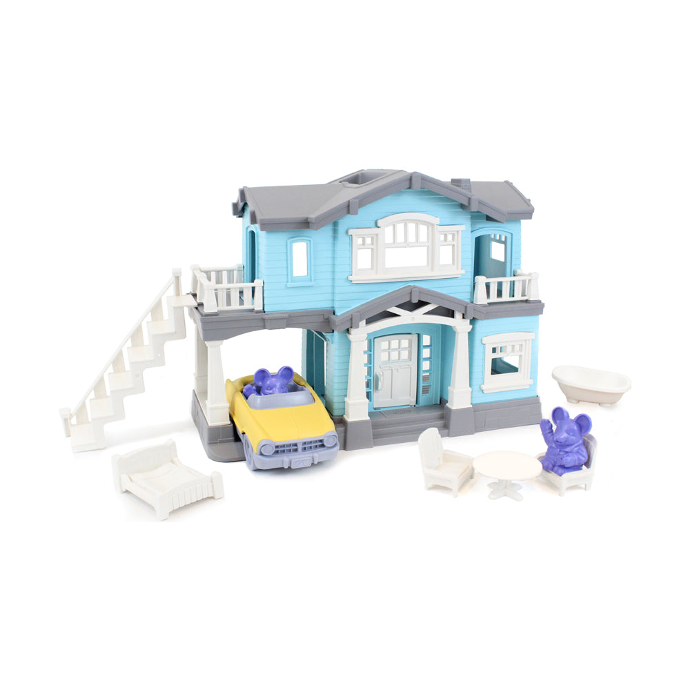 Green Toys Eco-Friendly House Playset with Convertible and Mouse Characters