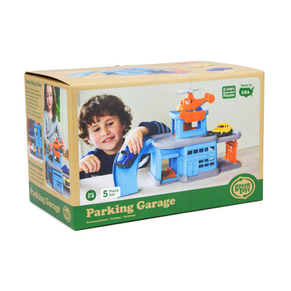 Green Toys Colorful Parking Garage Playset with 3 Vehicles