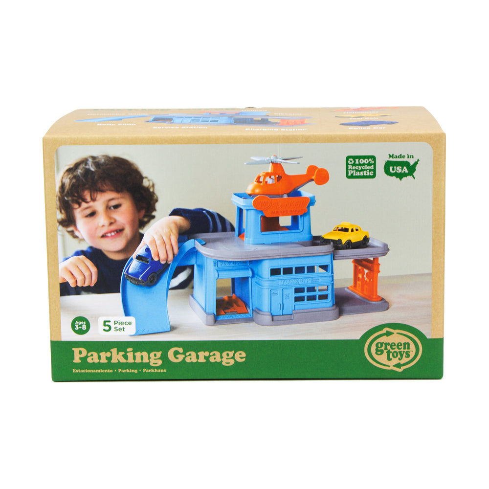 Green Toys Colorful Parking Garage Playset with 3 Vehicles