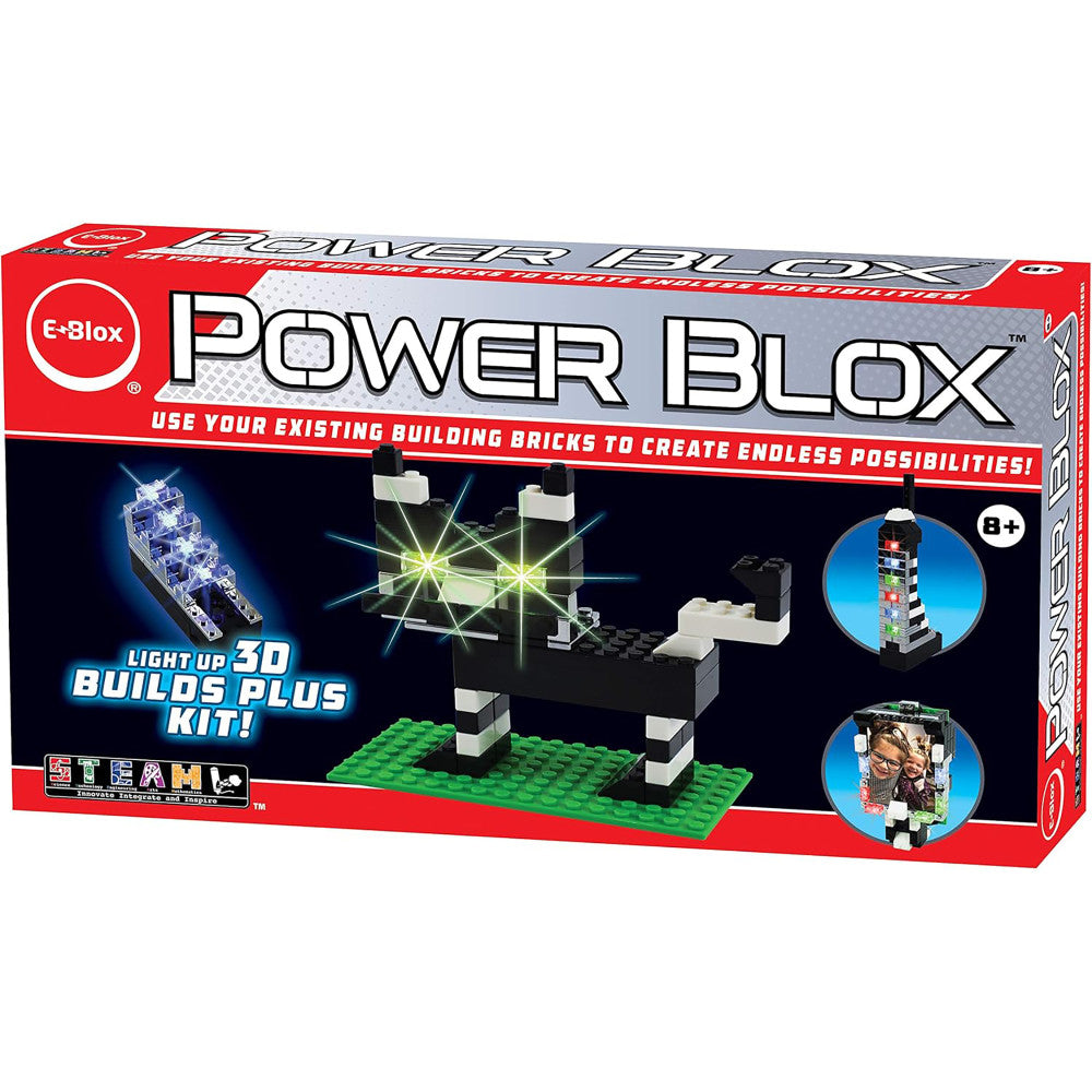 E-Blox: Power Blox: BYO Glowing Cat Sculpture - 3D Light-Up Plus Kit, Kids Ages 8+