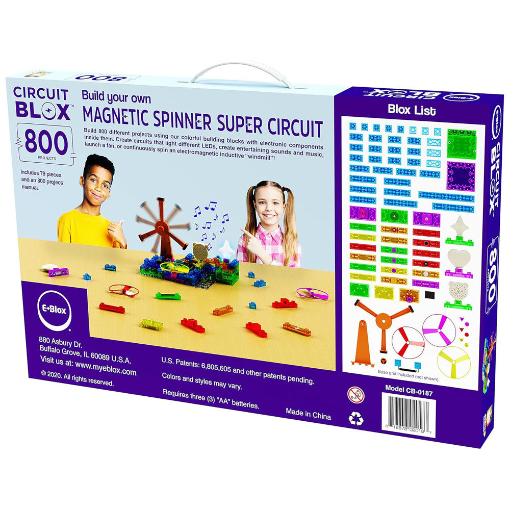 E-Blox: Circuit Blox: BYO Magnetic Induction Spinner Super Circuit - 800 Projects, DIY STEM Toy, Kids Ages 8+