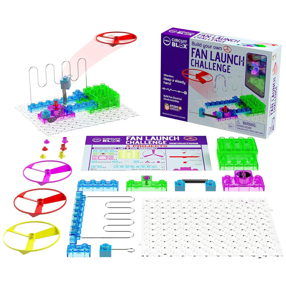 E-Blox: Circuit Blox: BYO Fan Launch Challenge - Wire Maze, Block DIY STEM, Kids Ages 5+