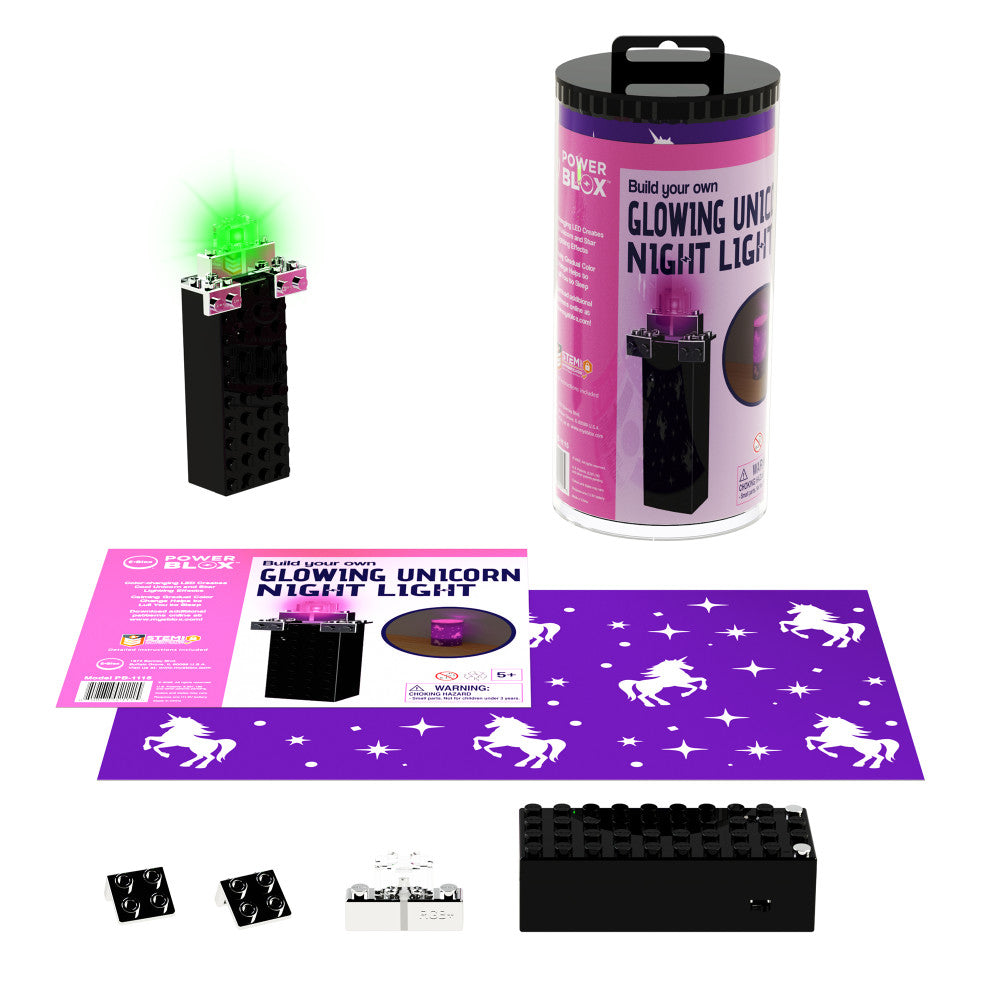 E-Blox: Power Blox: BYO Unicorn Glowing Night Light, STEM Toy, Kids Ages 5+