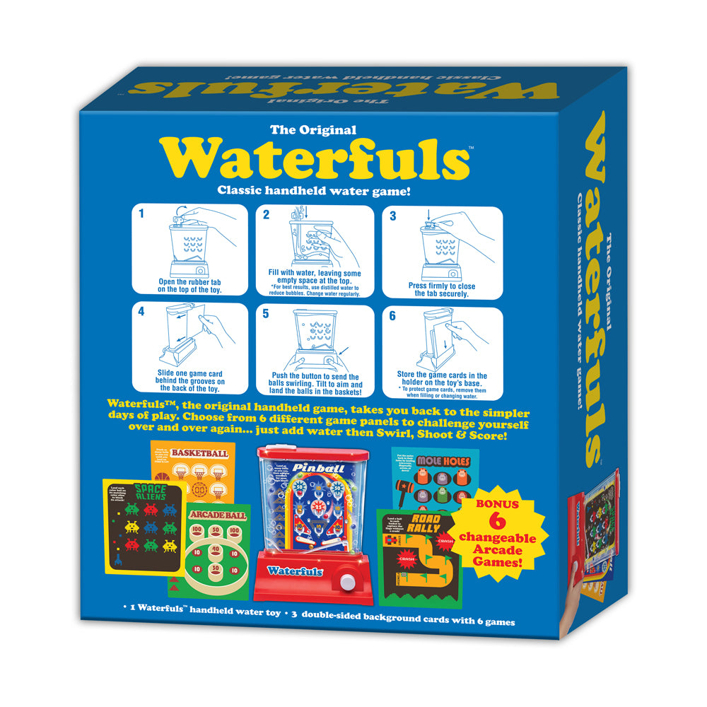 Waterfuls Classic Handheld Water Game with 6 Themed Backgrounds