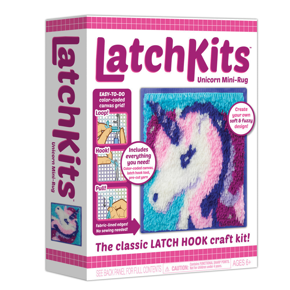 LatchKits Unicorn Mini Rug Classic Latch Hook Craft Kit