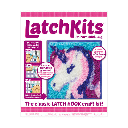 LatchKits Unicorn Mini-Rug Craft Kit - Create Your Own Fuzzy Rug