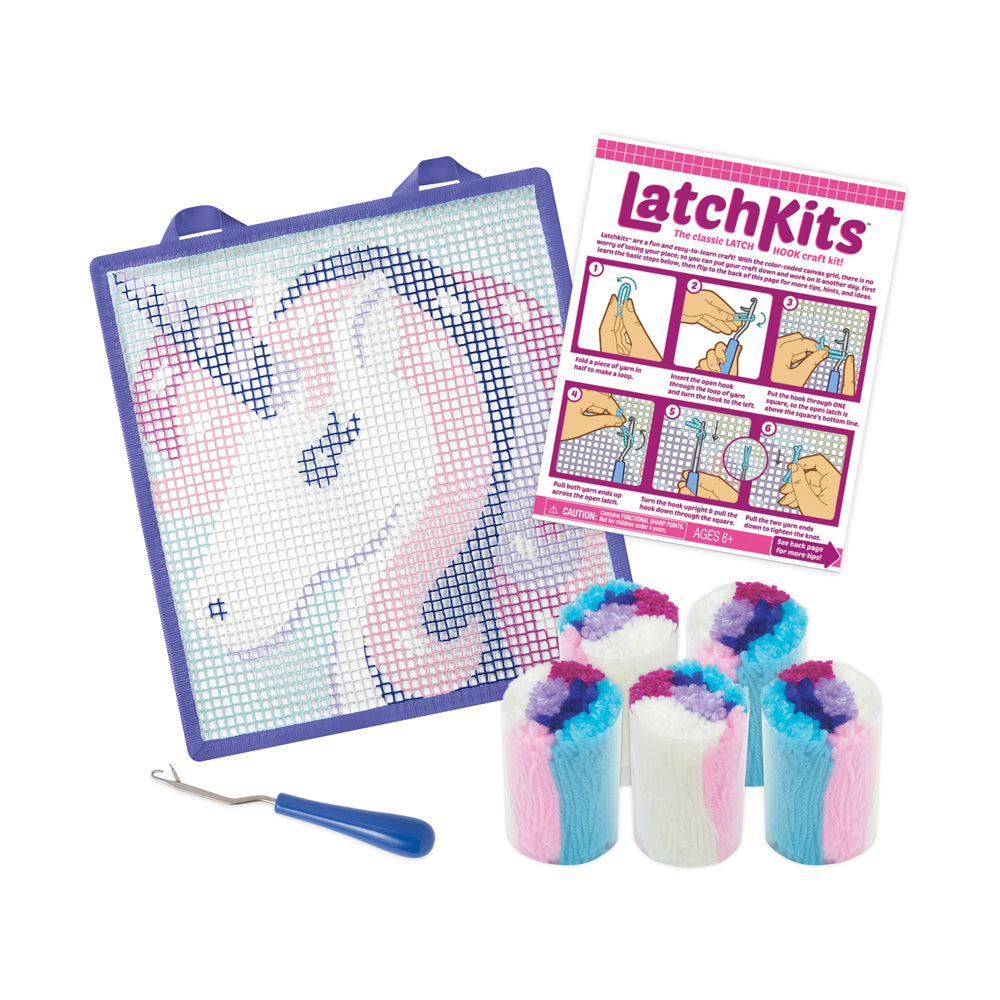 LatchKits Unicorn Mini-Rug Craft Kit - Create Your Own Fuzzy Rug