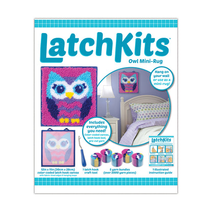 LatchKits Craft Collection Owl Mini-Rug DIY Kit