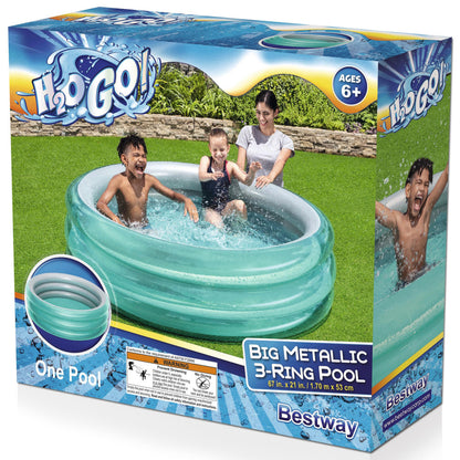 H2OGO! Big Metallic 3-Ring Inflatable Play Pool for Kids, 5 ft. 7 in. Diameter