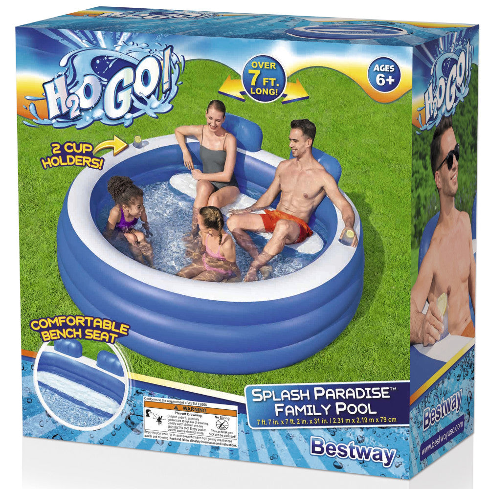 Bestway H2OGO! Splash Paradise Family Pool, Inflatable, Rectangular, Blue & White