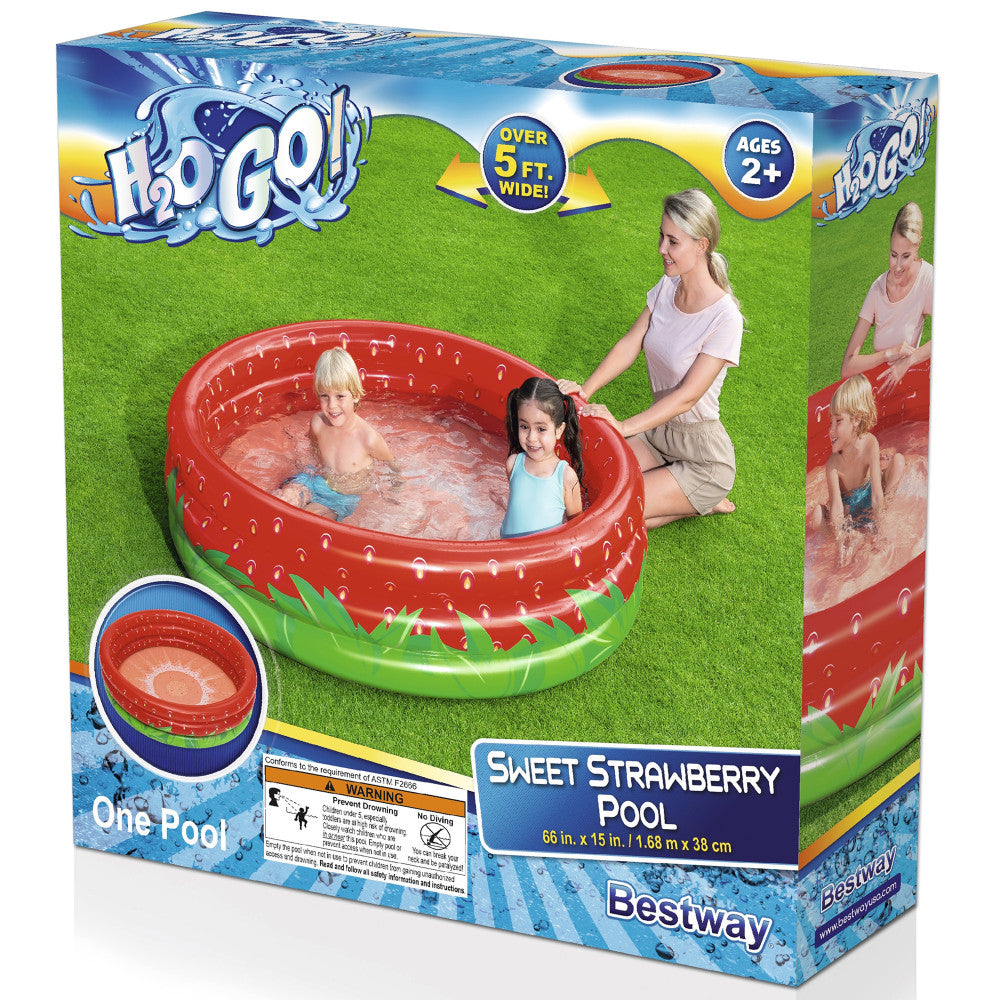 Bestway H2OGO! Sweet Strawberry Inflatable Play Pool, 66" x 15"