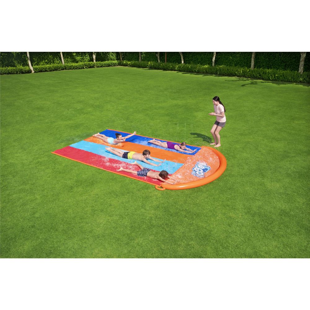 H2OGO! Bestway 16' Quadruple Inflatable Water Slide with Splash Zone