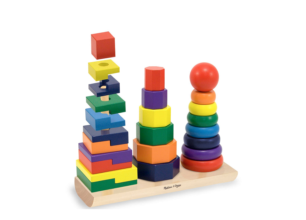 Melissa & Doug Geometric Stacker - Educational Toddler Toy with 25 Colorful Wooden Pieces