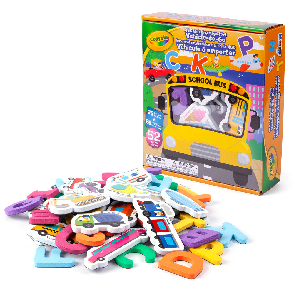 Crayola: ABC Matching Magnet Set – Vehicle-To-Go, Toddler Kids 3+