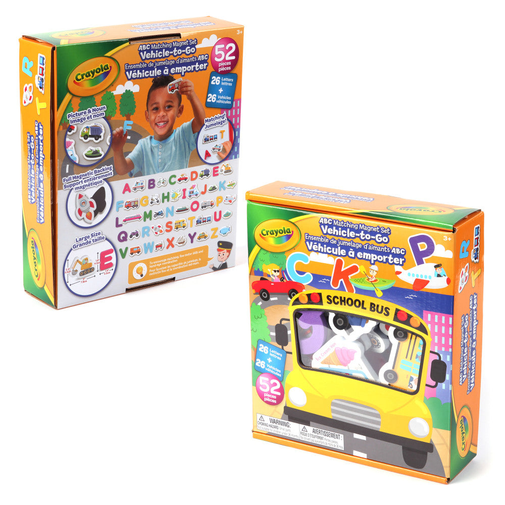 Crayola: ABC Matching Magnet Set – Vehicle-To-Go, Toddler Kids 3+