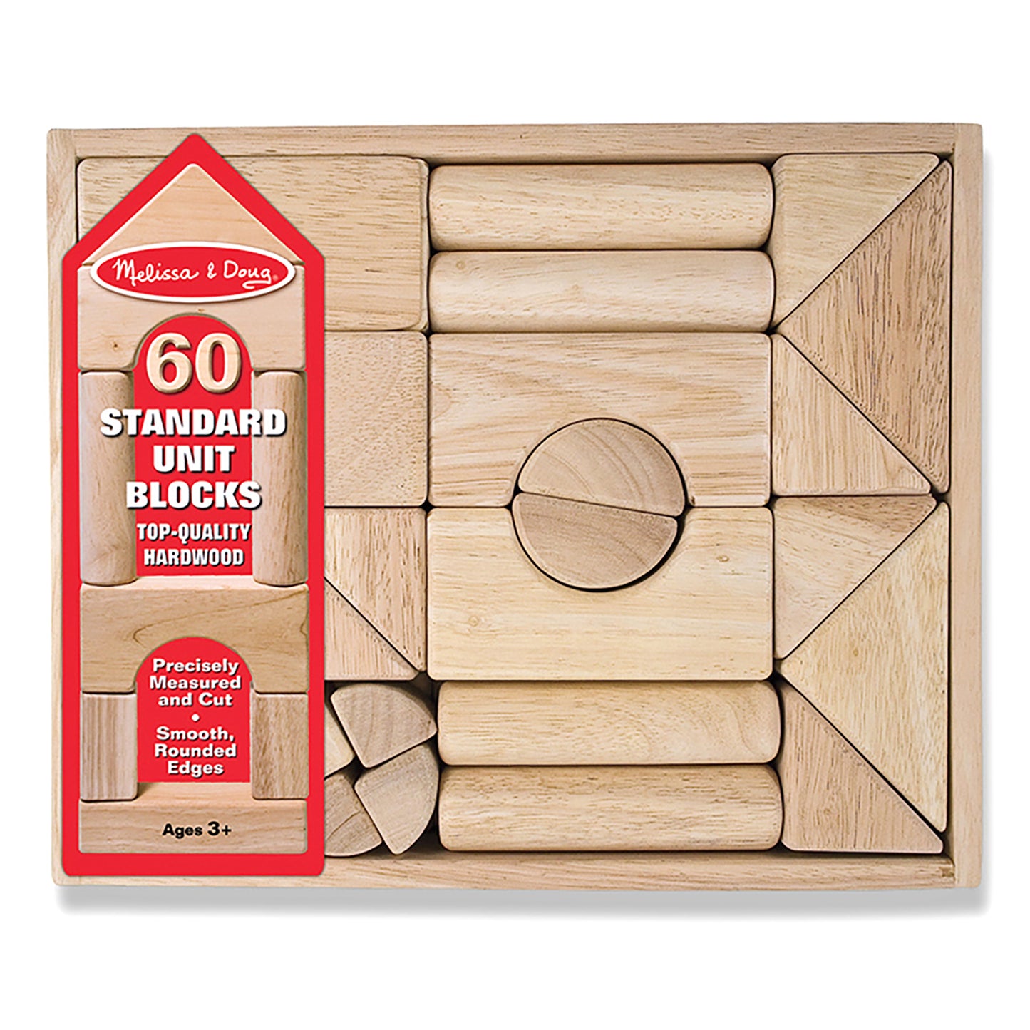 Melissa & Doug Standard Unit Blocks - 60 Piece Hardwood Building Block Set