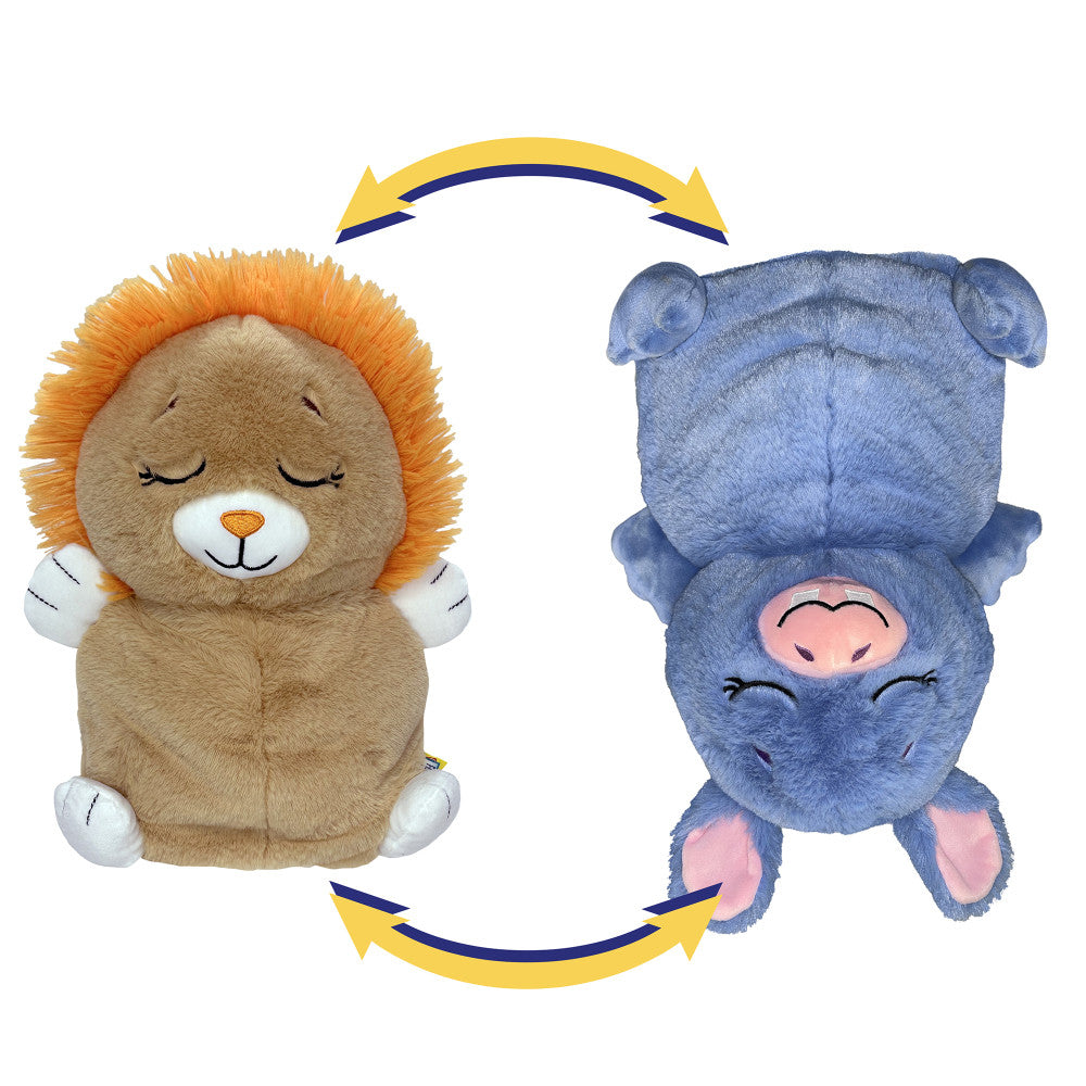 FlipaZoo: Upside Down Inside Out - Lion to Hippo - 2-In-1 Animal Plush