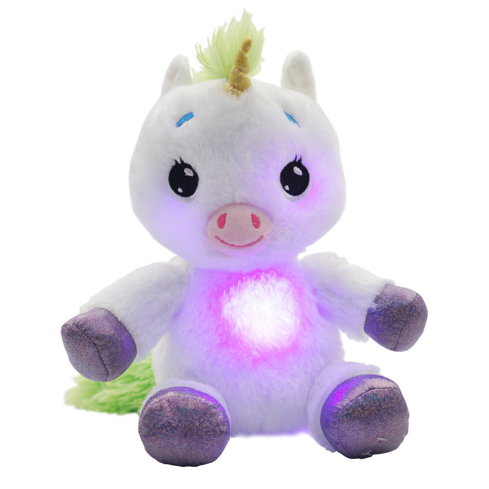 Happy Nappers: Lullabrites Unicorn - Musical Light Up Bedtime Plush - White & Green