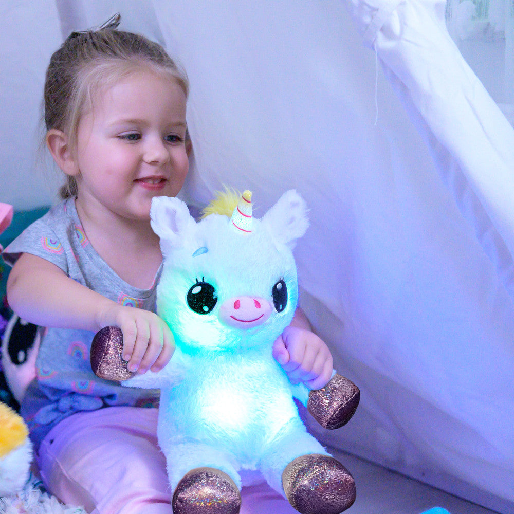 Happy Nappers: Lullabrites Unicorn - Musical Light Up Bedtime Plush - White & Green