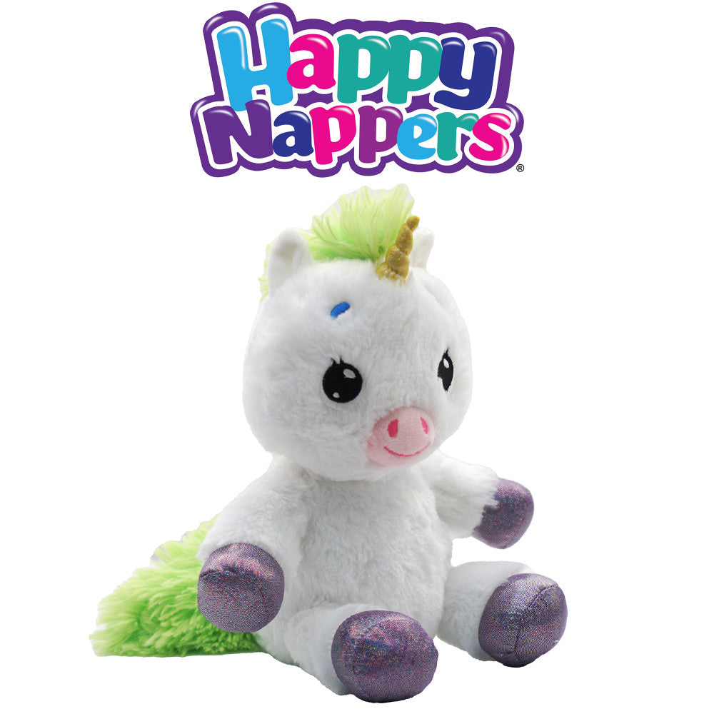 Happy Nappers: Lullabrites Unicorn - Musical Light Up Bedtime Plush - White & Green